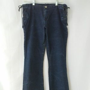 Y2k side tie jeans with glitter